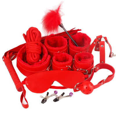 Couples Handcuffs Adult Pleasure Toys Luxury Bdsm Set Whip Blindfold Mouth Role Play Cosplay